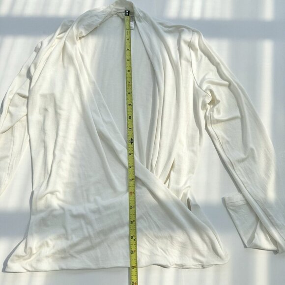 Banana Republic Threadsoft Ivory Long Sleeves Wrap Top Size XS - Picture 6 of 11